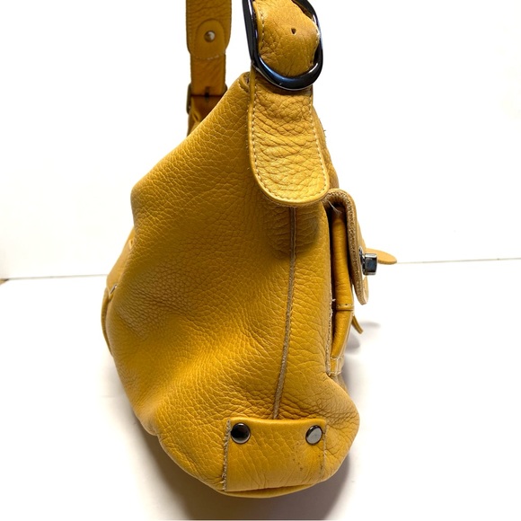 CARLA MANCINI Yellow Leather Shoulder Satchel Bag - Picture 16 of 16